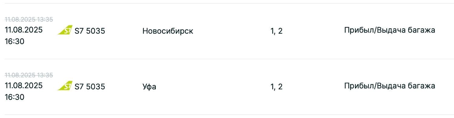 Задержки рейсов на прилет 11 августа