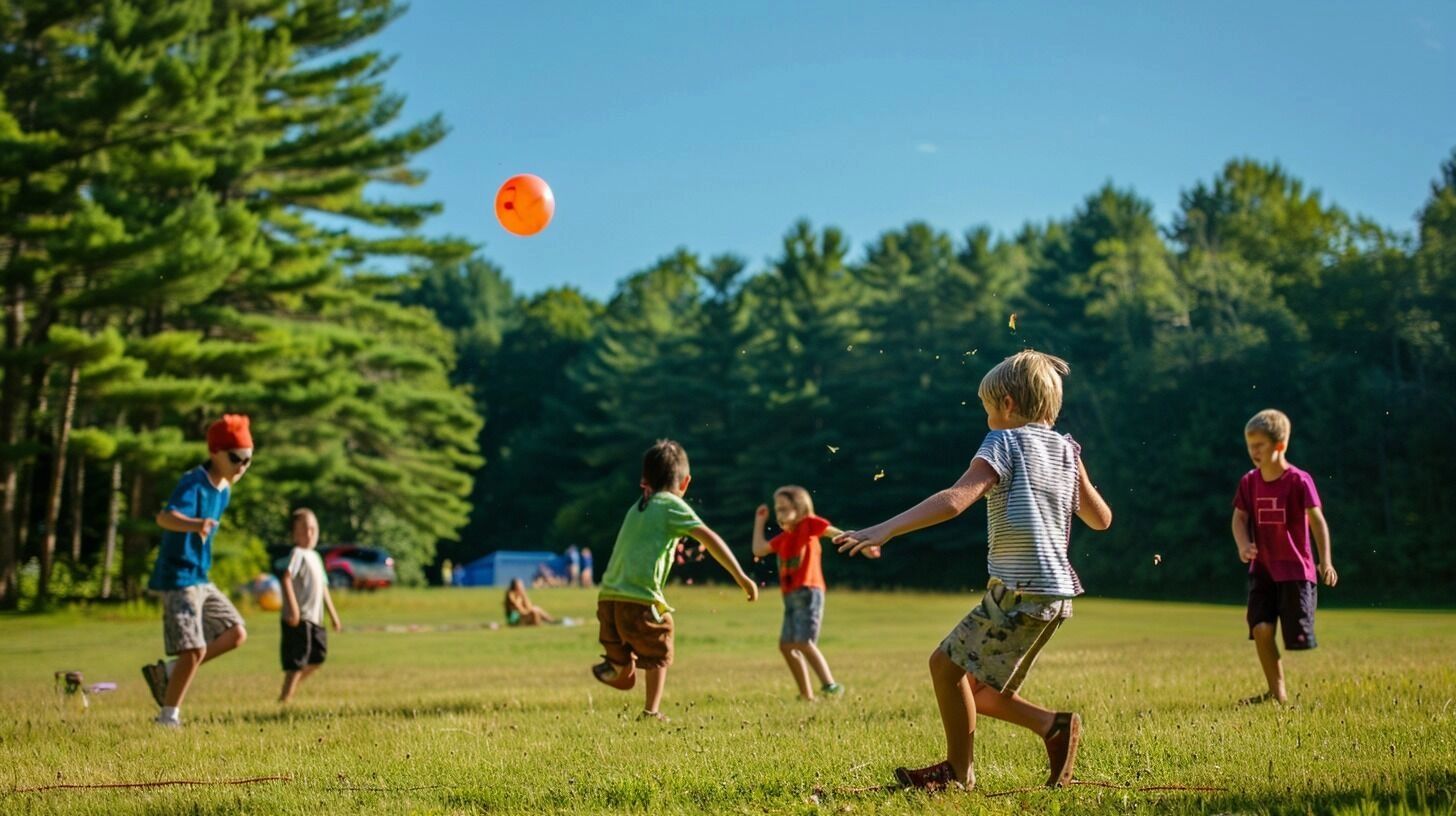 На фото: дети играют в мяч