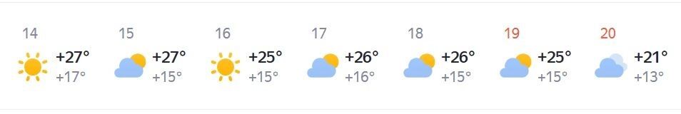 Погода в Нижнем Новгороде с 14 по 20 июля