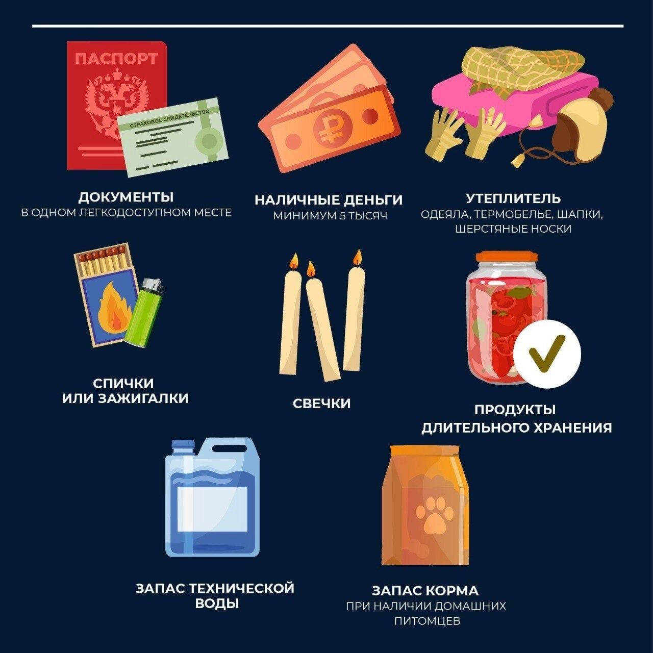 Список необходимых вещей на&nbsp;случай ЧС