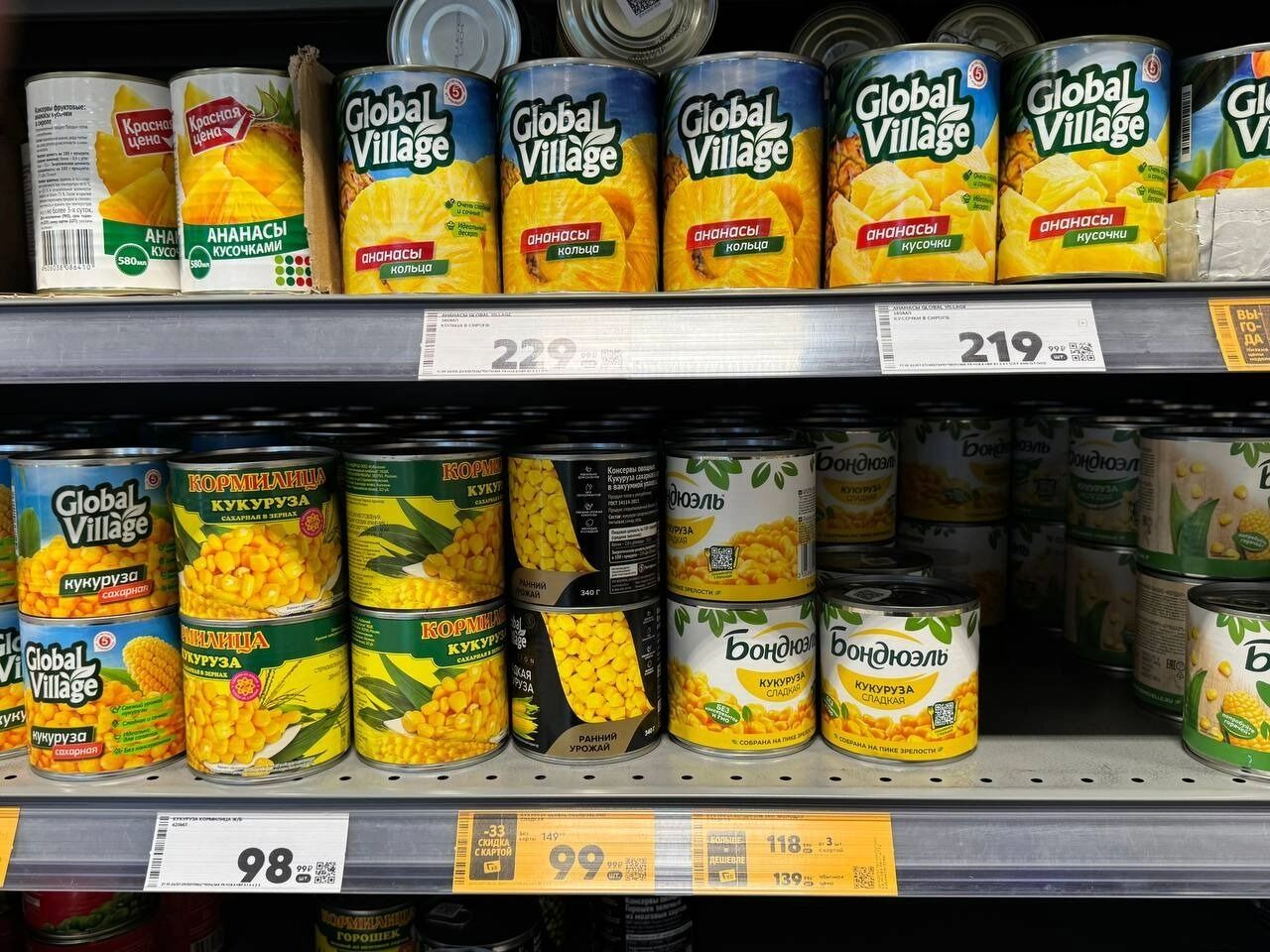 Цены на&nbsp;ананасы, кукурузу, оливки и&nbsp;маслины в&nbsp;Пятёрочке