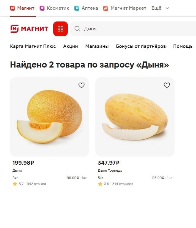 Цены на арбузы и дыни в сетевых магазинах