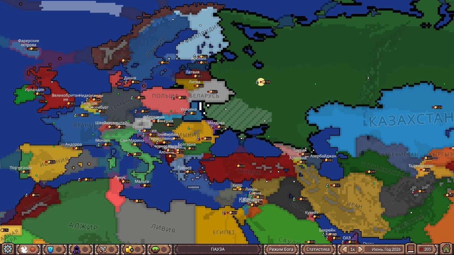 Игровое поле из «Ages of Conflict: World War Simulator»