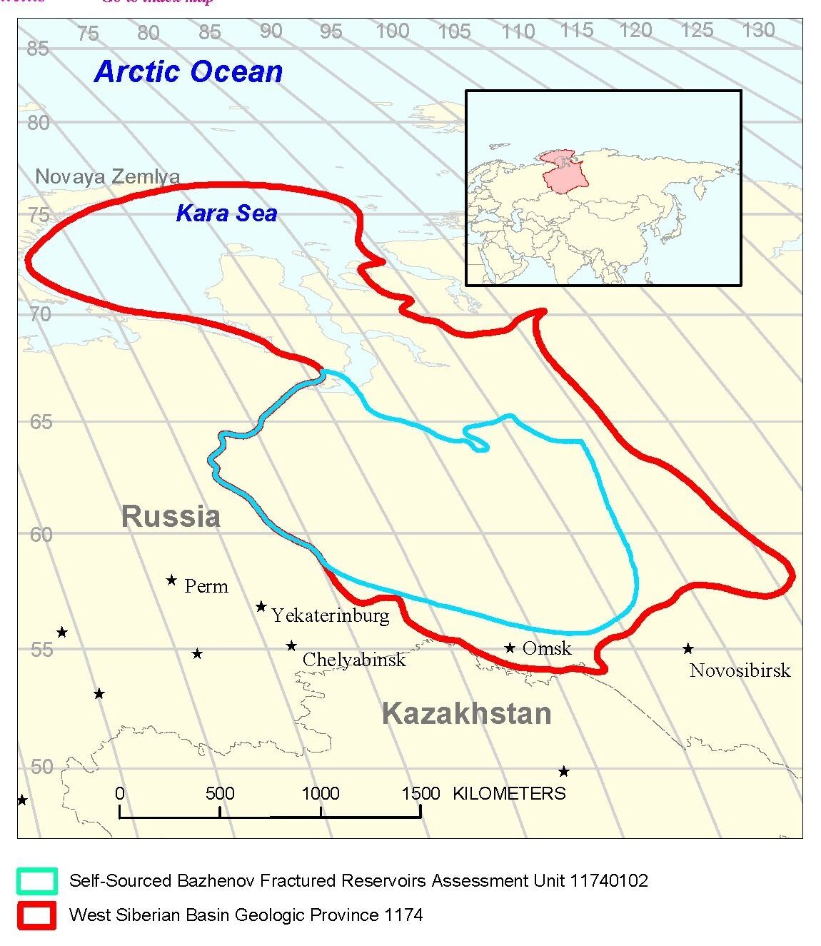 Карта расположения Баженовской свиты