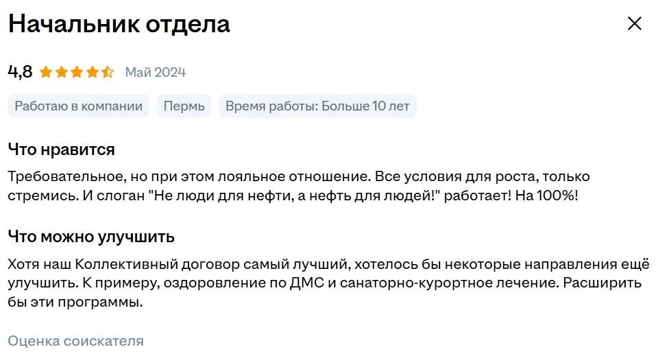 Начальник отдела в ЛУКОЙЛе видит возможности для роста, но есть вопросы к расширению программ ДМС