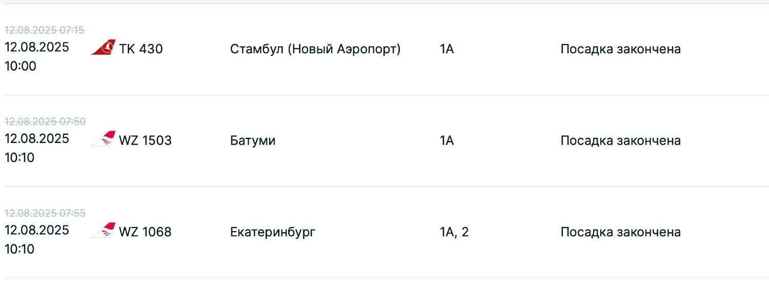 Задержки рейсов на вылет 12 августа