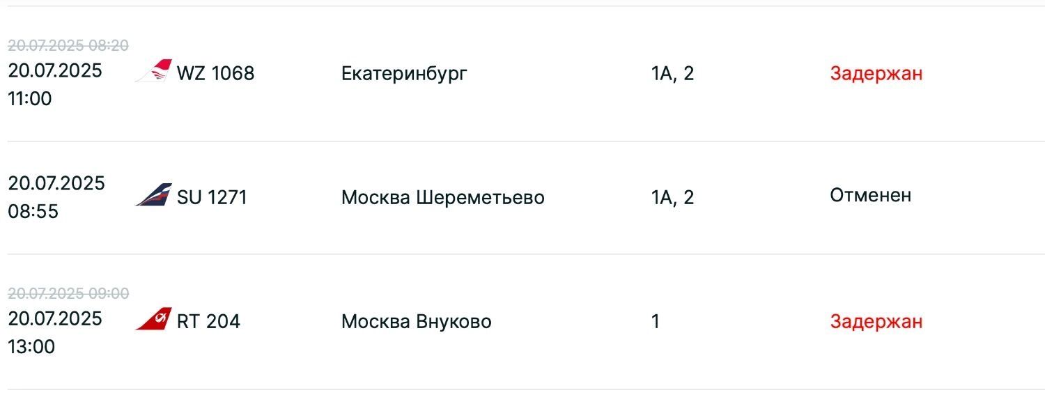Задержки рейсов на вылет и прилет в казанском аэропорту 20 июля