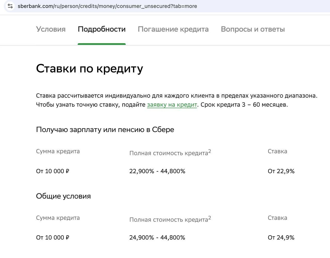 Ставки по кредитам в «Сбере» — от 24 до 44%