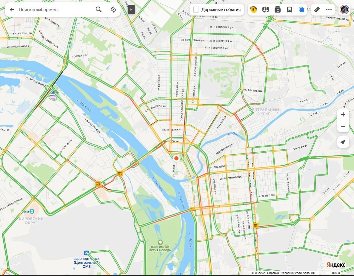 Пробки в&nbsp;центре Омска