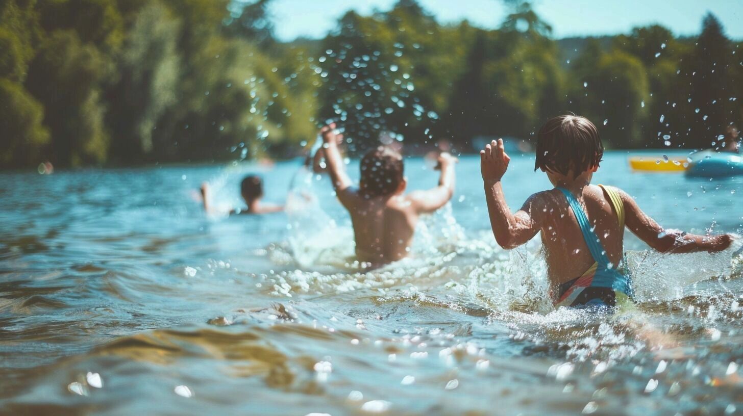 На фото: дети купаются в реке