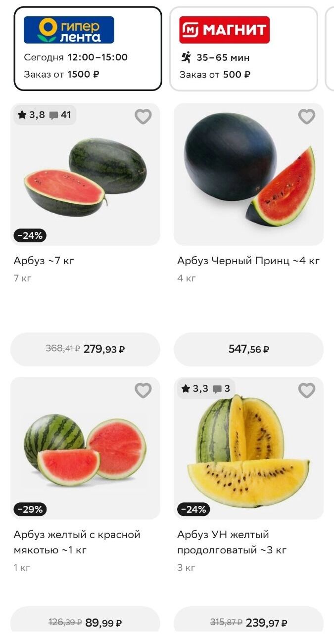 Цены на&nbsp;арбузы в&nbsp;«Ленте» в&nbsp;Белгороде