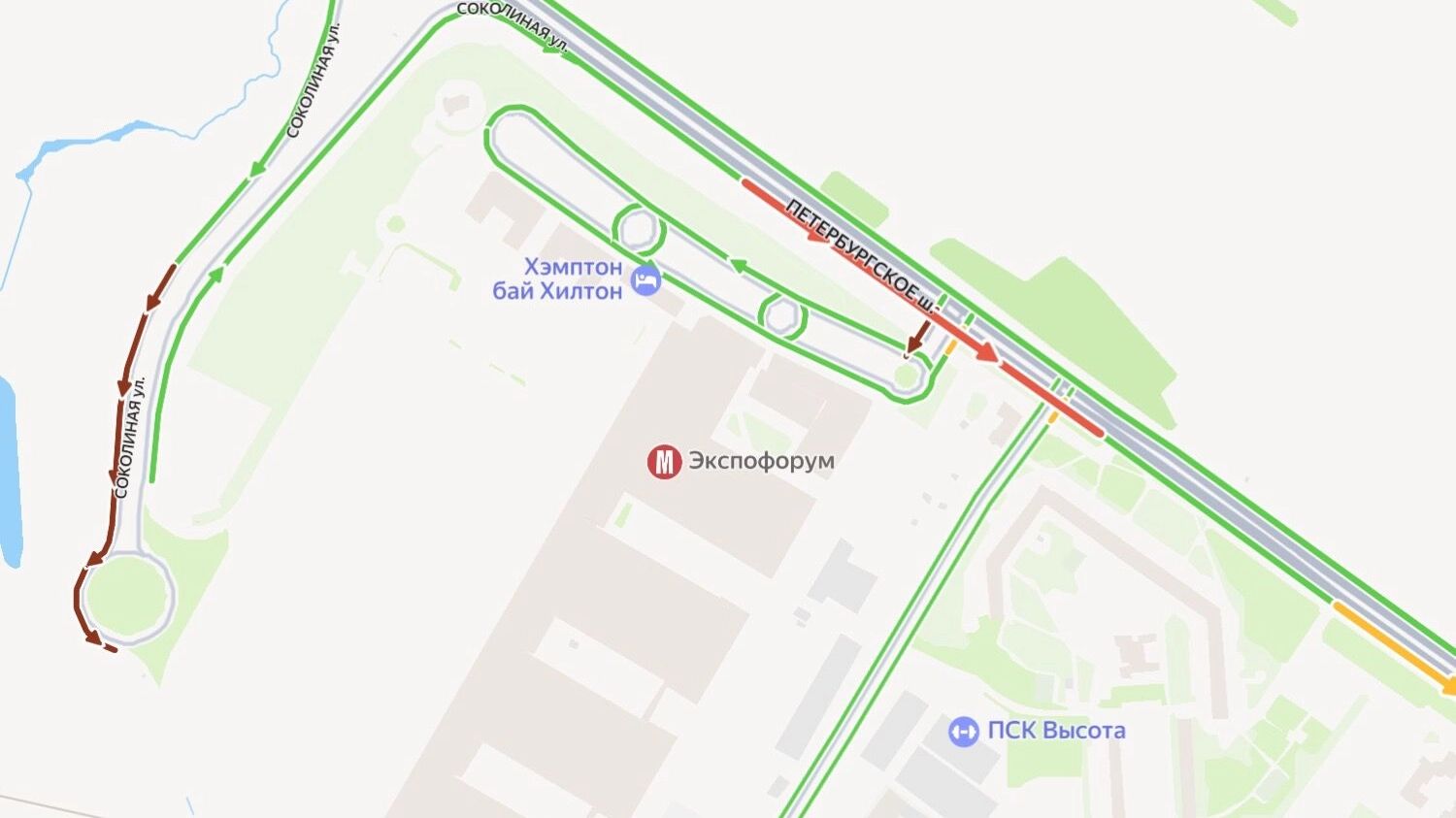 Пробки в&nbsp;районе «Экспофорума» 18&nbsp;июня