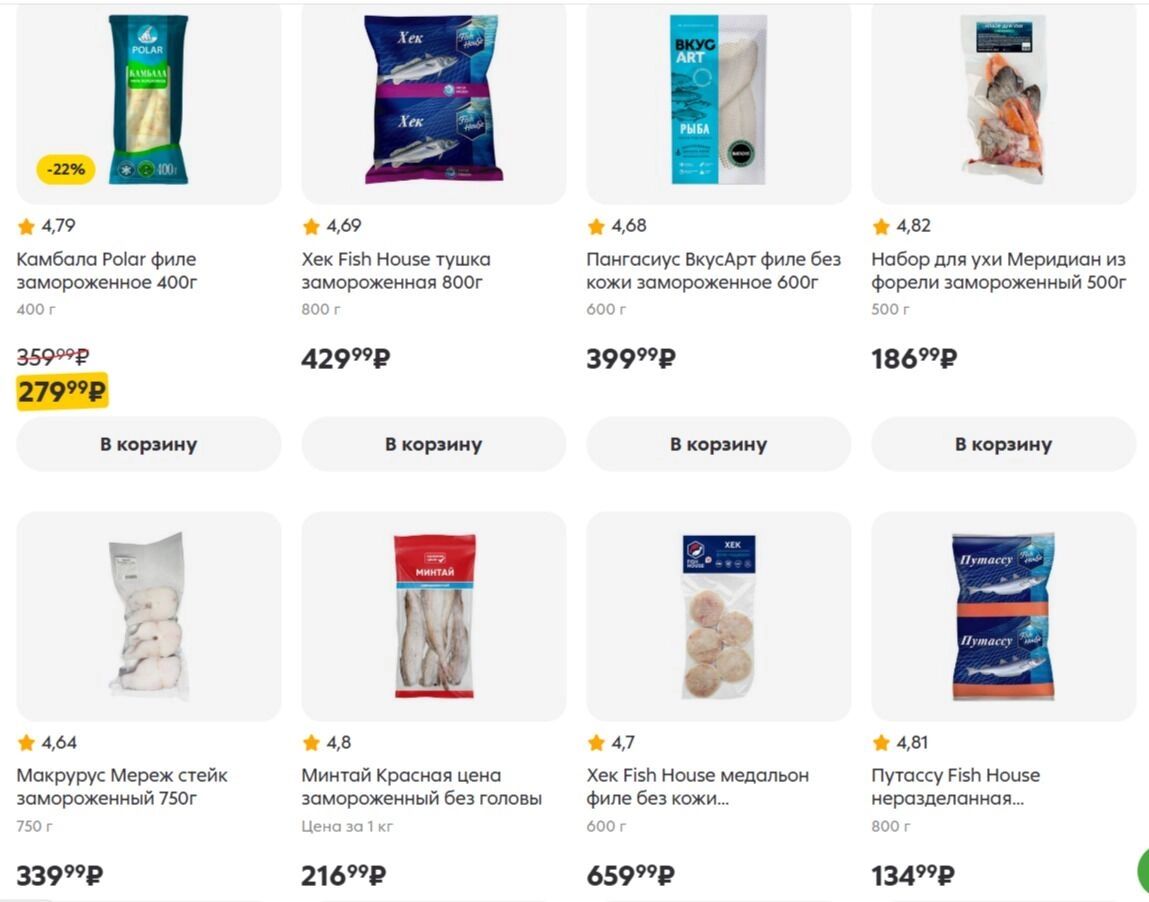 Цены на рыбу в одном из самых популярных супермаркетов