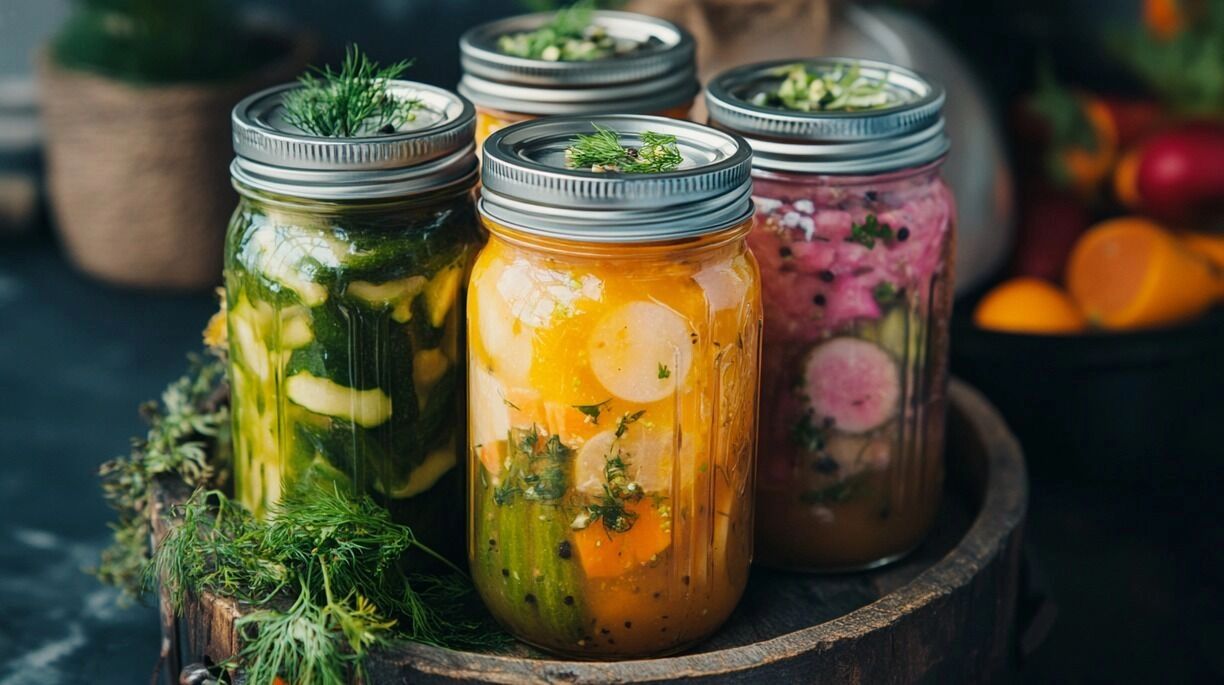 На фото: банки с домашними заготовками