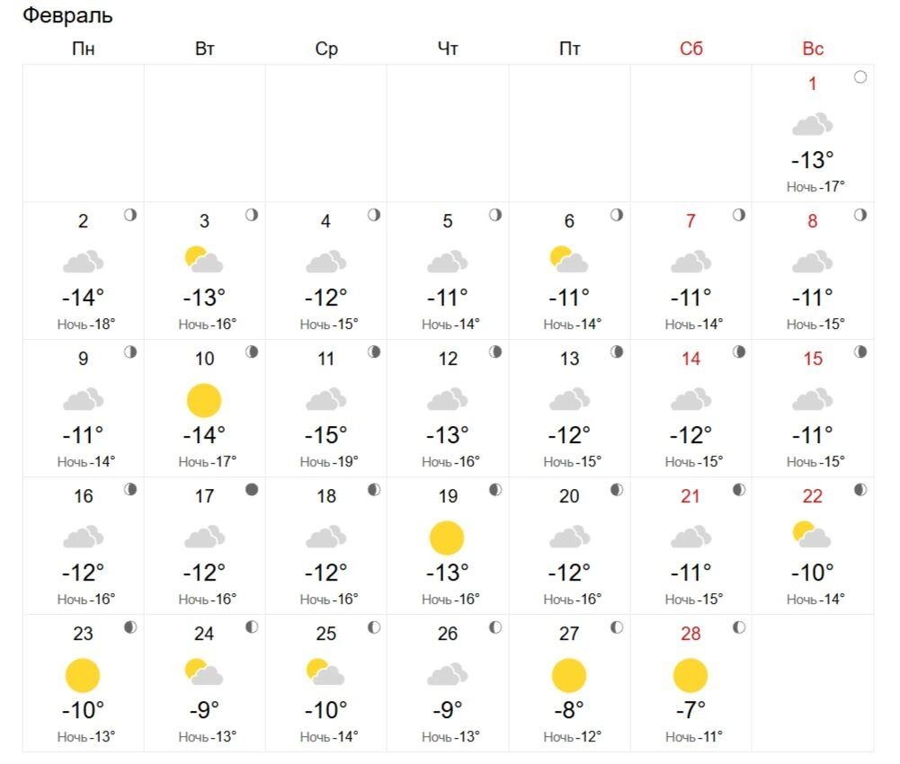 Прогноз погоды в&nbsp;Омске в&nbsp;феврале 2026&nbsp;года