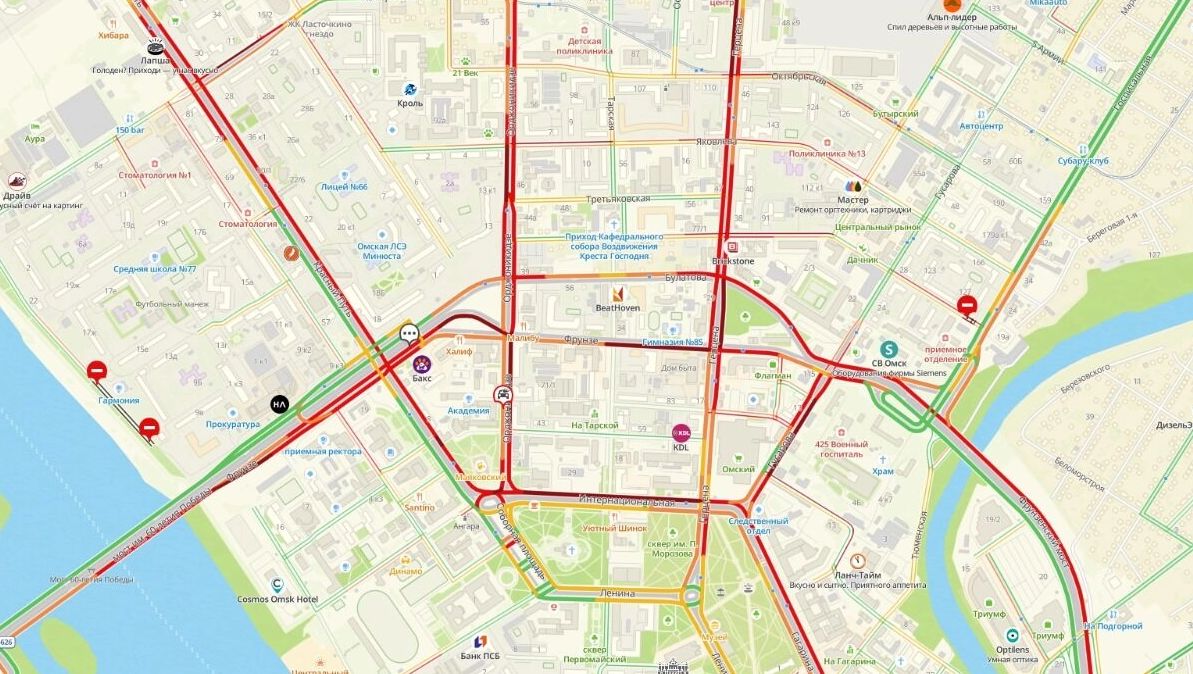 Скриншот карты центра Омска