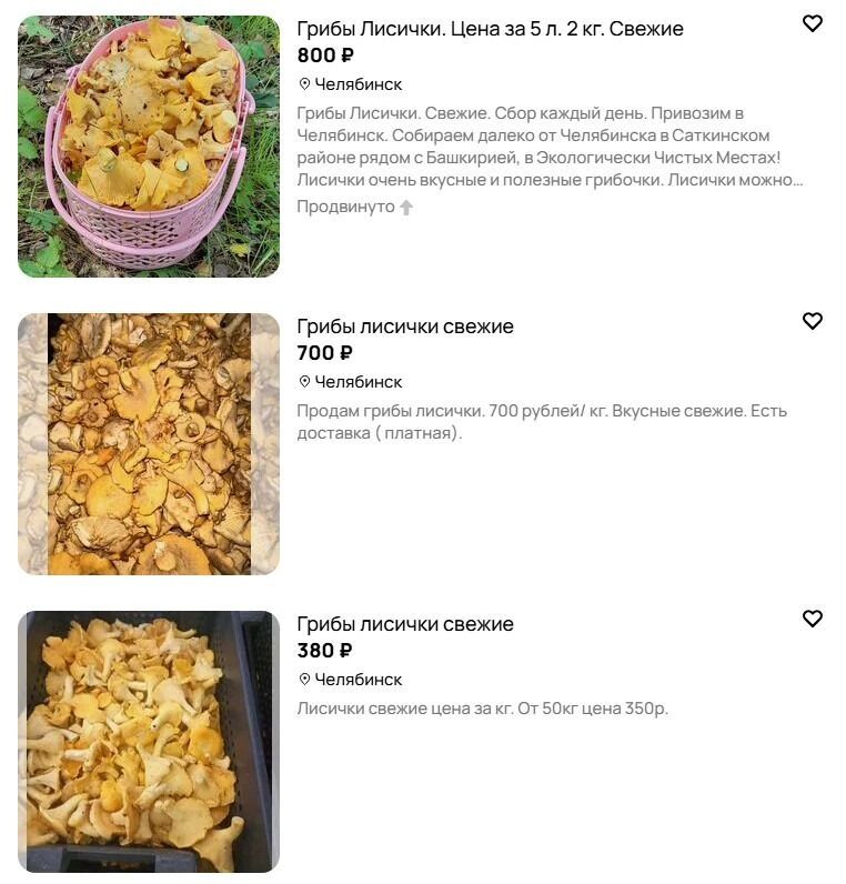 Цены на лисички довольно разнообразны