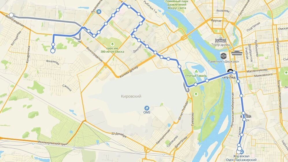 Иллюстрация маршрута на, который были добавлены троллейбусы