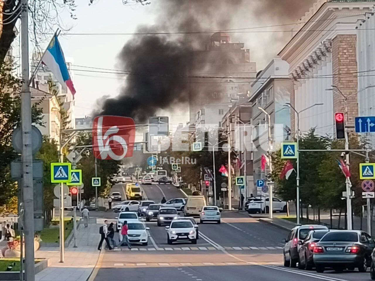В Белгороде заметили сильное задымление после ударов БПЛА 