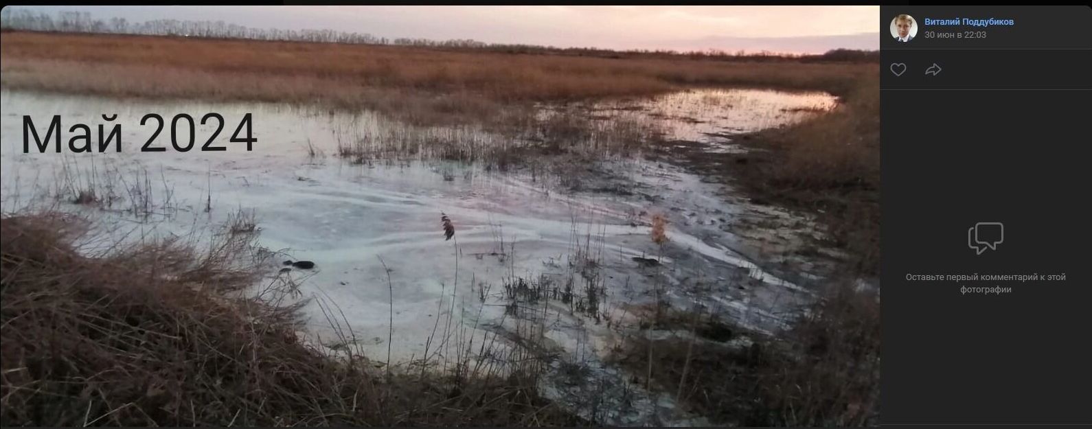Скриншот записи с&nbsp;фотографиями места загрязнения