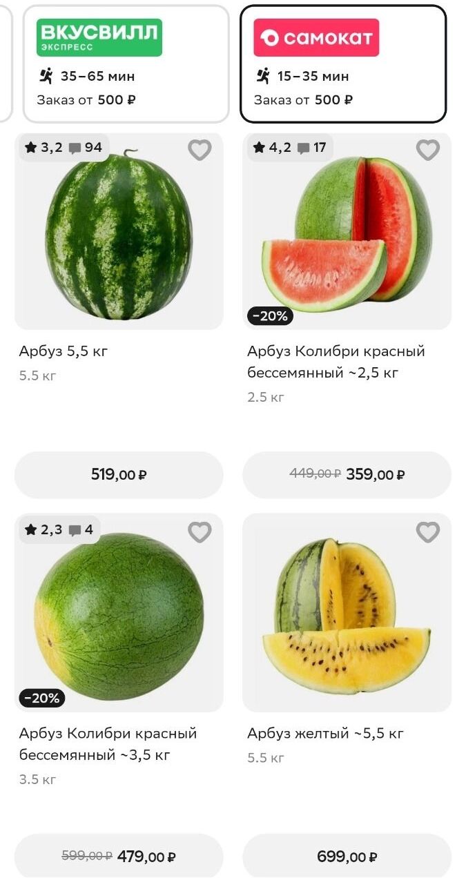 Цены на&nbsp;арбузы в&nbsp;«Самокате» в&nbsp;Белгороде
