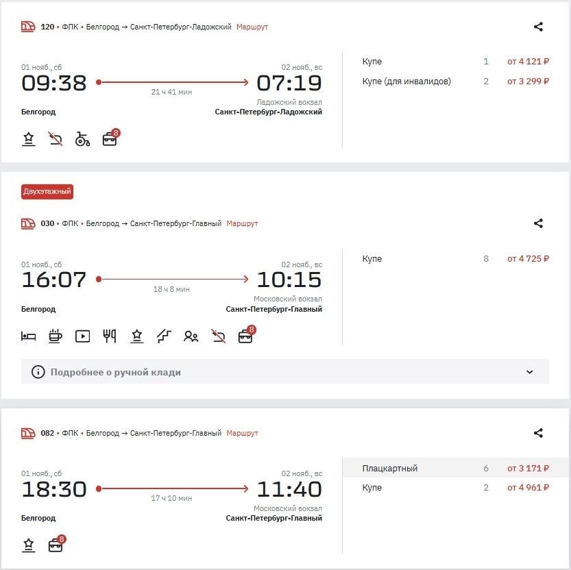 Поезд Белгород&nbsp;— Санкт-Петербург