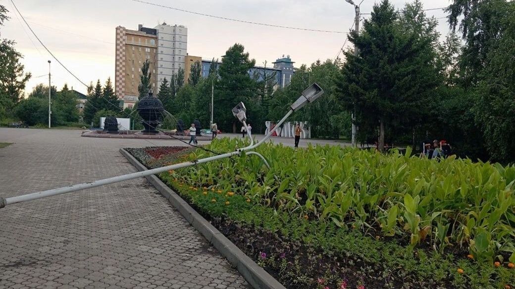 Ветер повалил столб с&nbsp;освещением и&nbsp;проводами, потому вблизи перестали работать светофоры