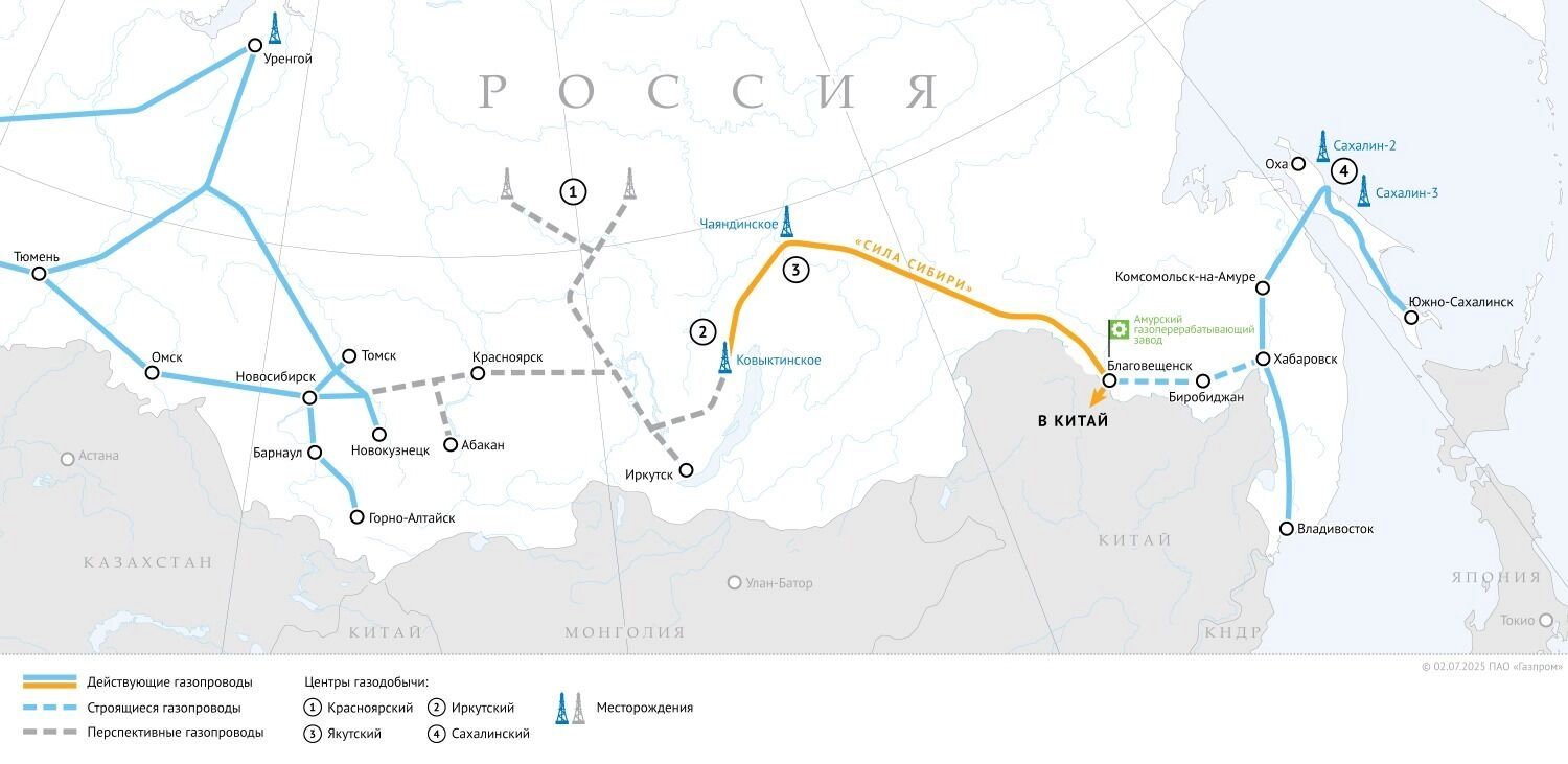 Карта перспективных газопроводов России