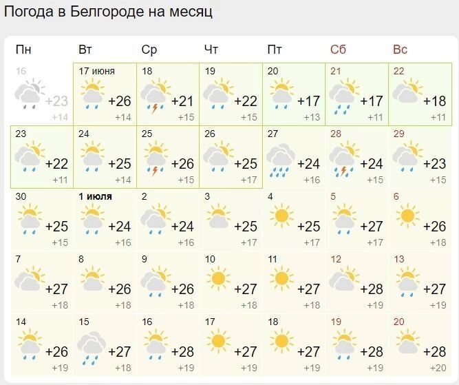 Прогноз на&nbsp;ближайший месяц