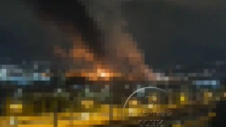 Пожар после отражения воздушной атаки на&nbsp;Краснодарский край