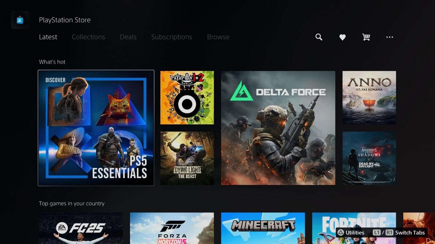 Экран PS Store на турецком аккаунте PSN