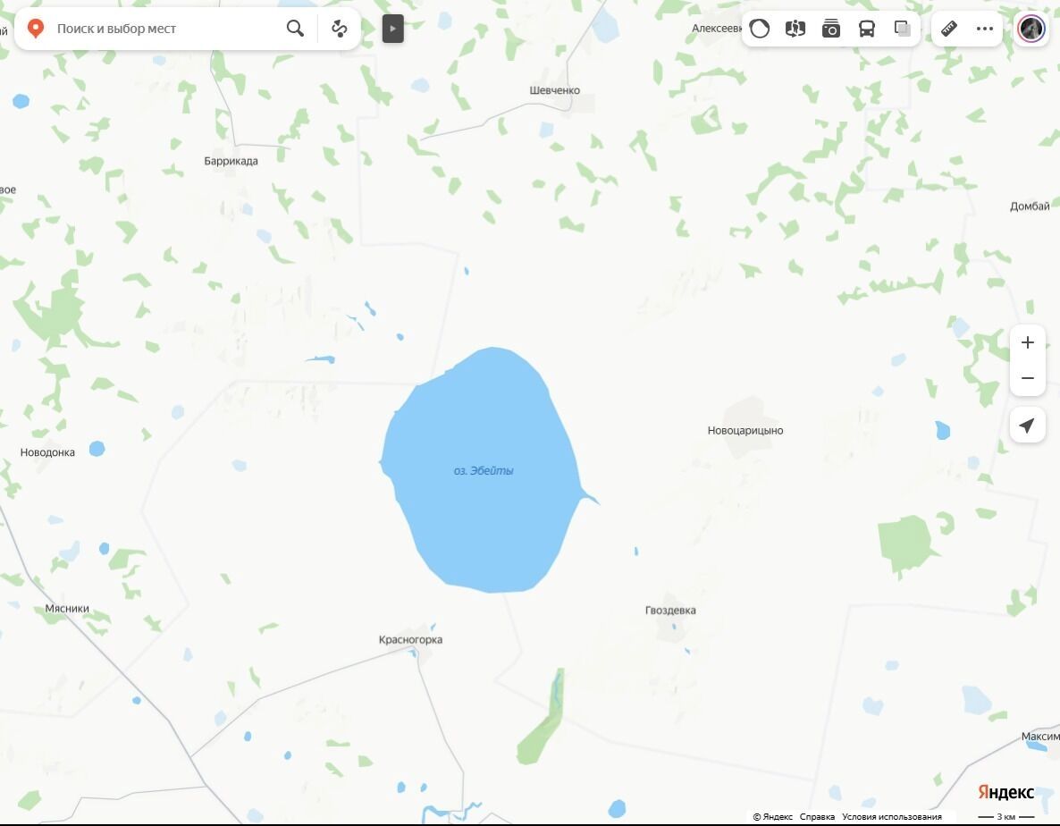 Озеро Эбейты на карте и фото