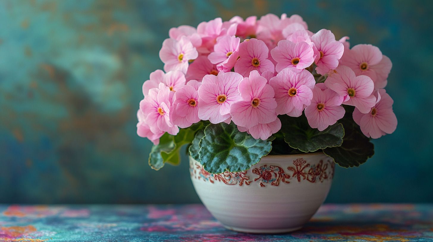 Цветущий цикламен в горшке