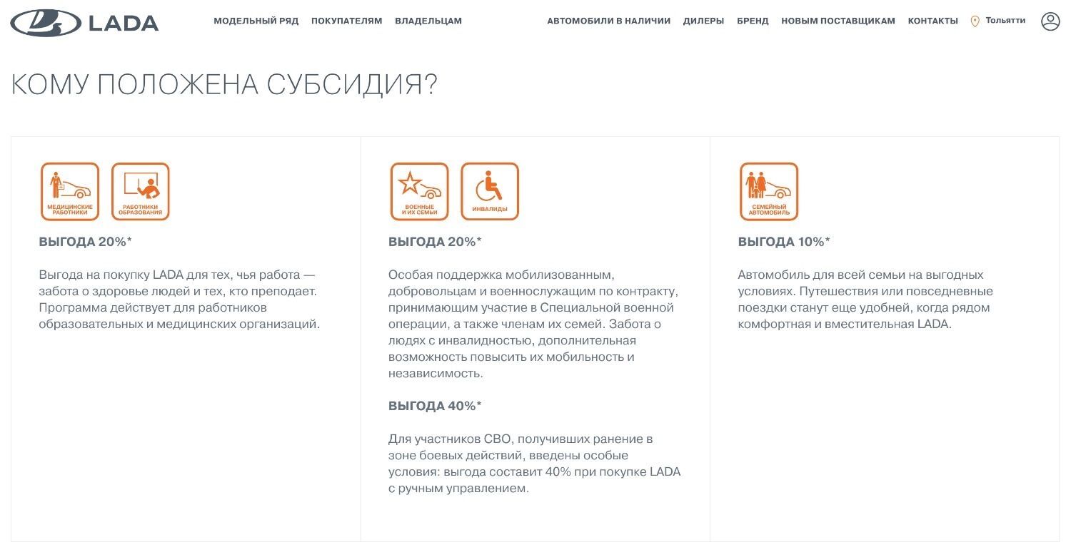 В 2025 году автомобили Lada можно купить по льготным госпрограммам