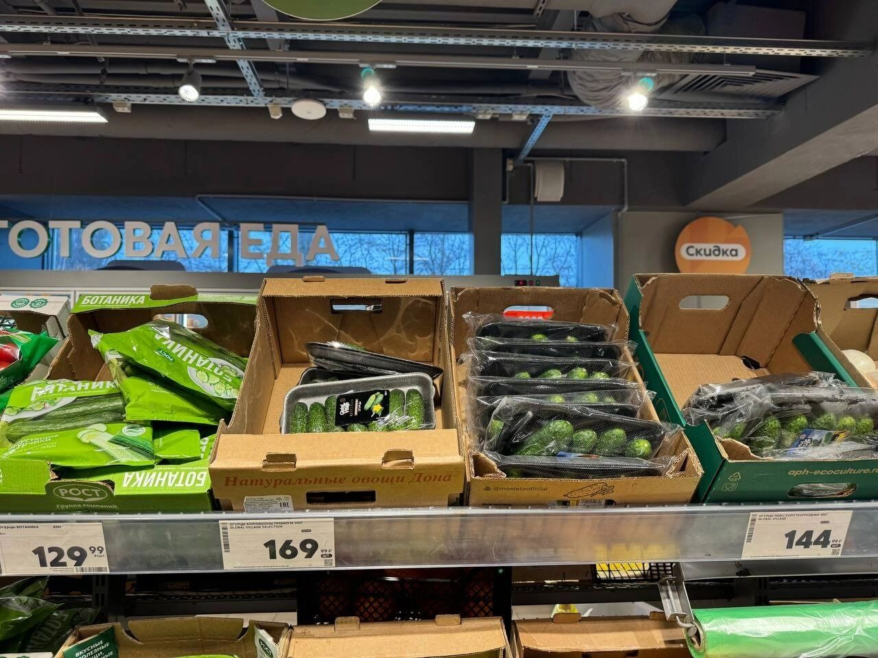 Цены на огурцы и помидоры в Пятёрочке