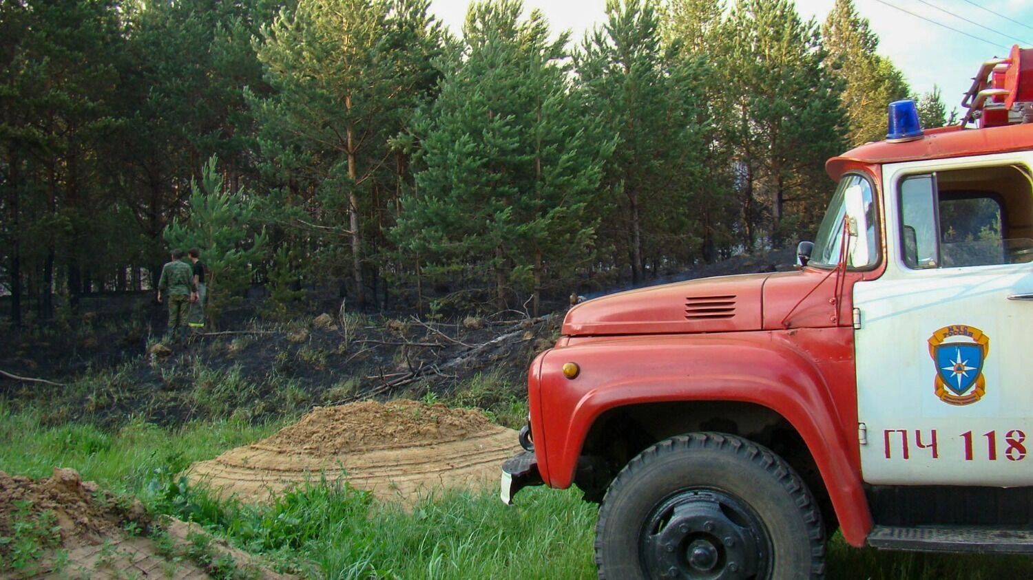 Лесной пожар у деревни Пиголи в 2010 году