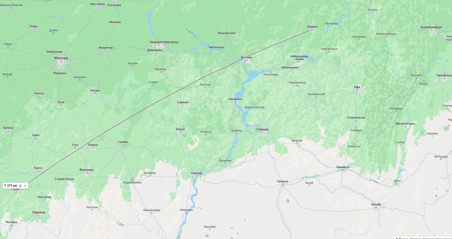Кратчайшее расстояние, которое пролетели украинские беспилотники для удара по Ижевску