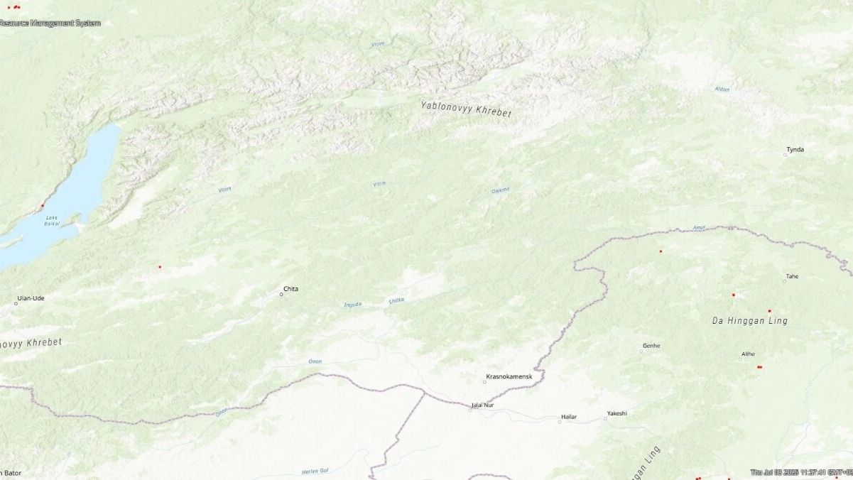 Map of fires in the Zabaikalsky Krai
