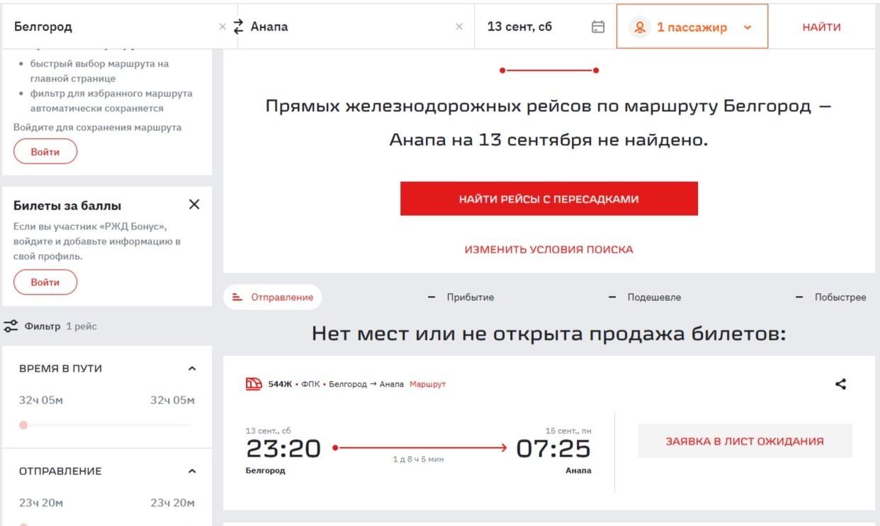 Билеты на&nbsp;поезд Белгород&nbsp;— Анапа