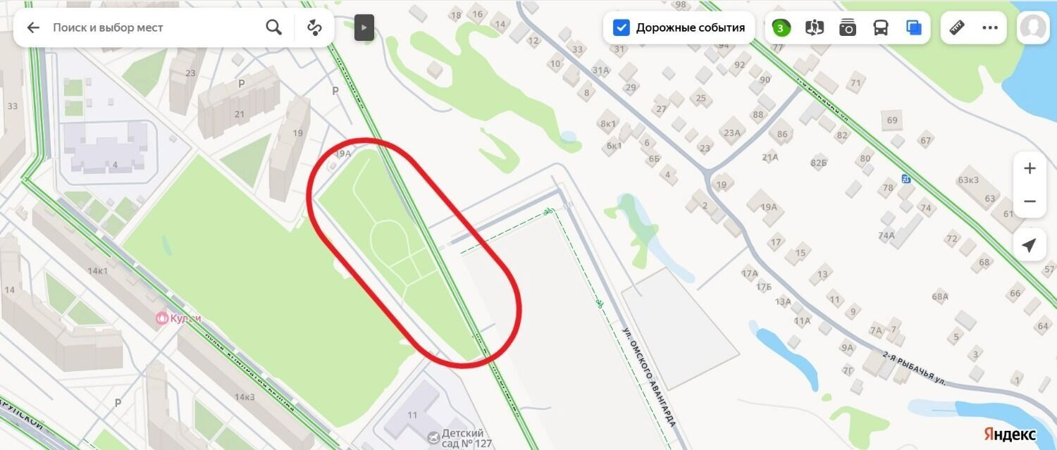 Границы сквера Авангард в&nbsp;Омске