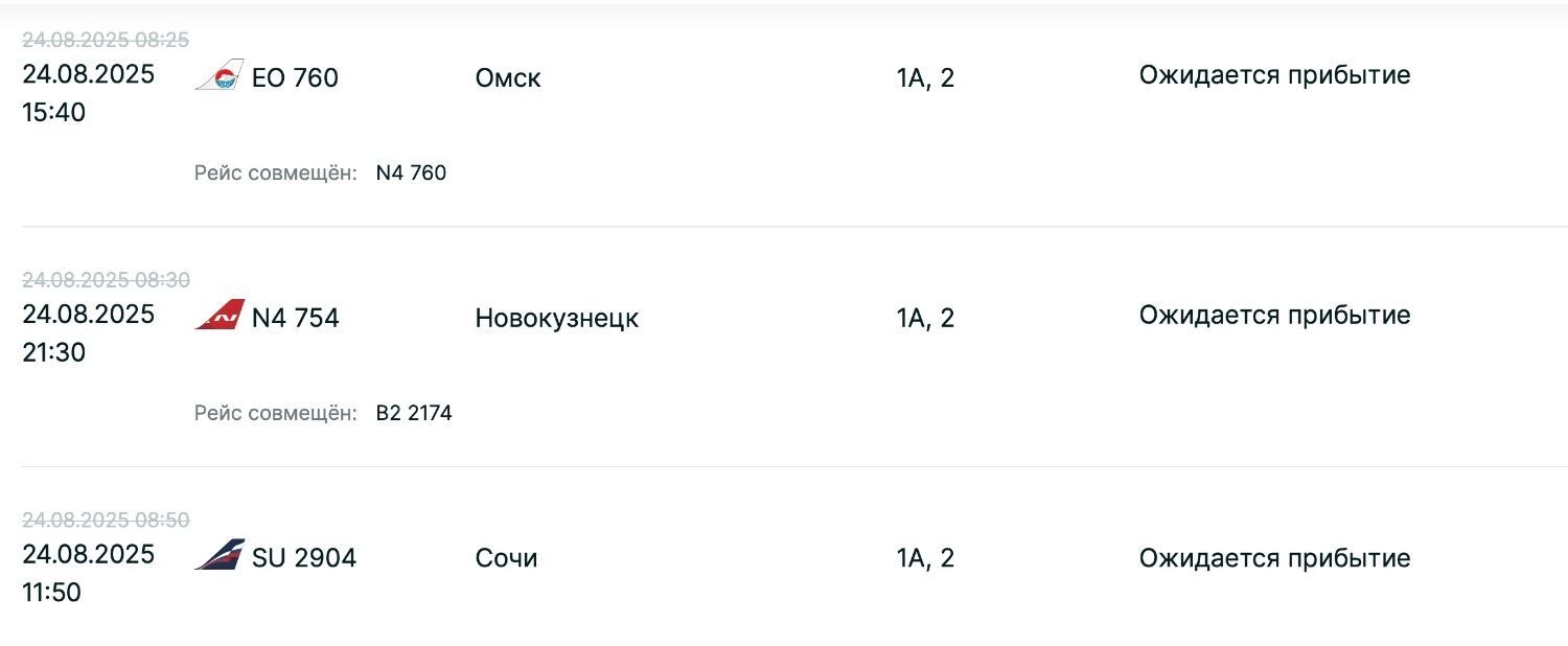 Задержки рейсов на прилет в Казань 24 августа